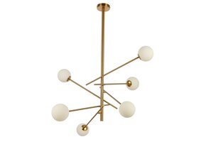 Hanglamp Emmy opaal glas | 6 lichts - Goud