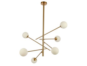 Hanglamp Emmy opaal glas | 6 lichts - Goud
