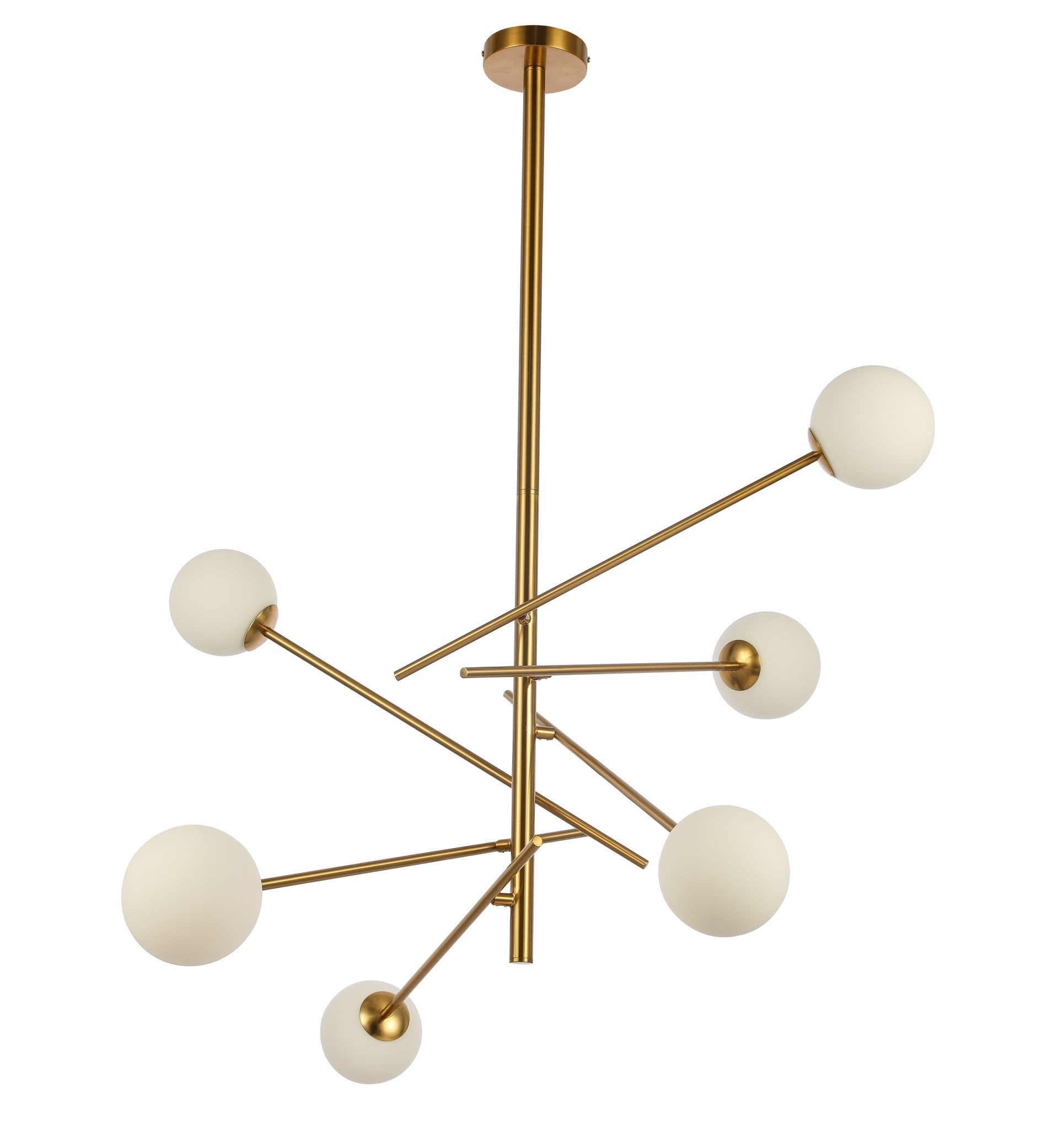 Hanglamp Emmy opaal glas | 6 lichts - Goud