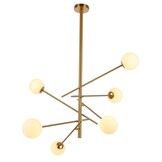 Hanglamp Emmy opaal glas | 6 lichts - Goud