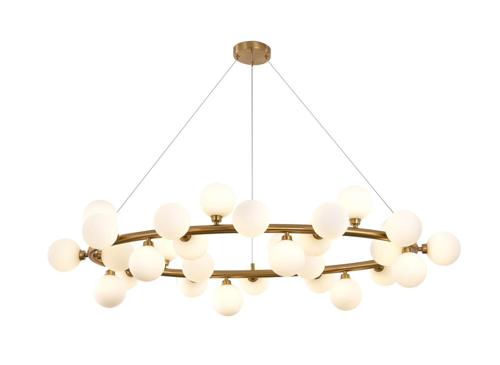 Hanglamp Infinity opaal glas | 35 lichts - Goud