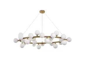 Hanglamp Infinity opaal glas | 35 lichts - Goud