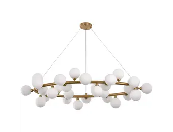 Hanglamp Infinity opaal glas | 35 lichts - Goud
