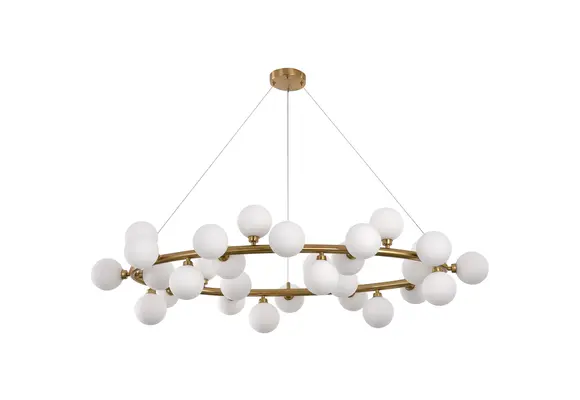 Hanglamp Infinity opaal glas | 35 lichts - Goud