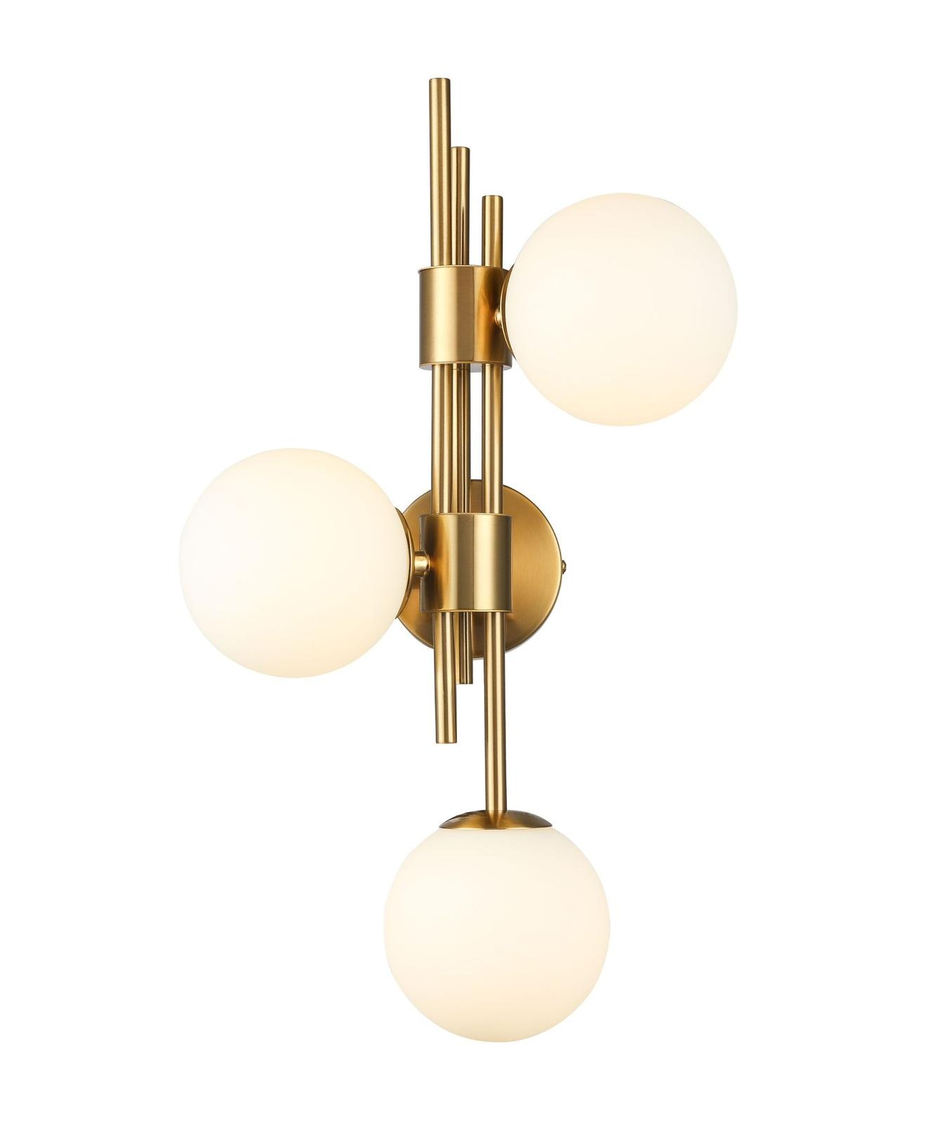 Wandlamp Maxime opaal glas | 3 lichts - Goud