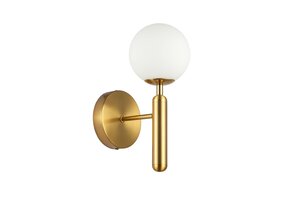 Wandlamp Emmy opaal glas | 1 lichts - Goud