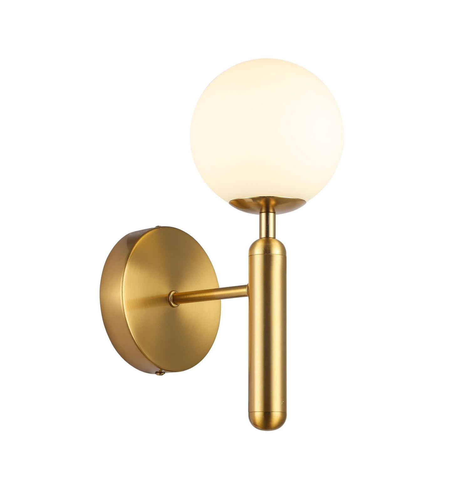 Wandlamp Emmy opaal glas | 1 lichts - Goud