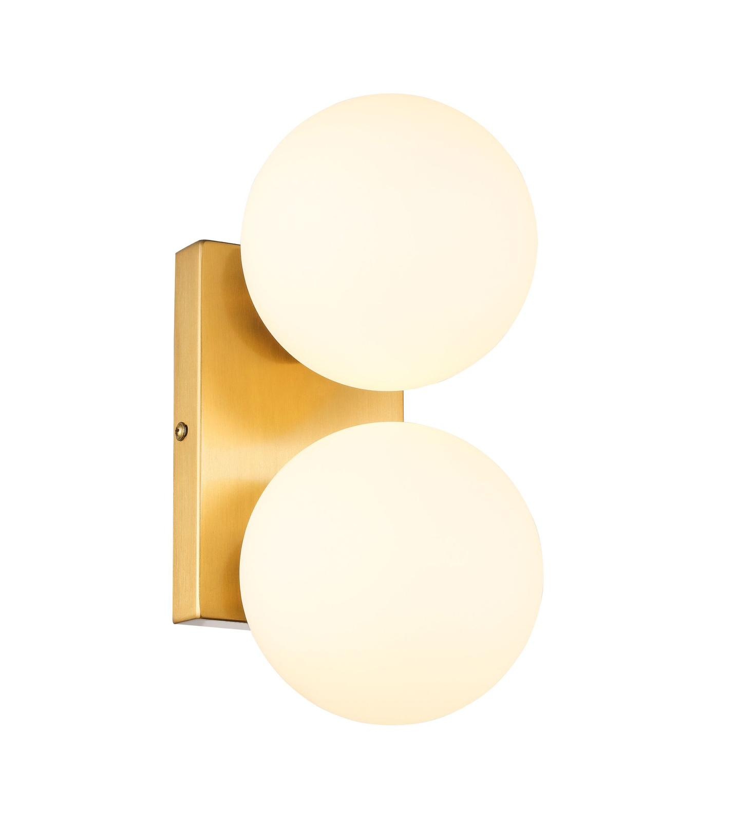 Wandlamp Rama opaal glas | 2 lichts - Goud