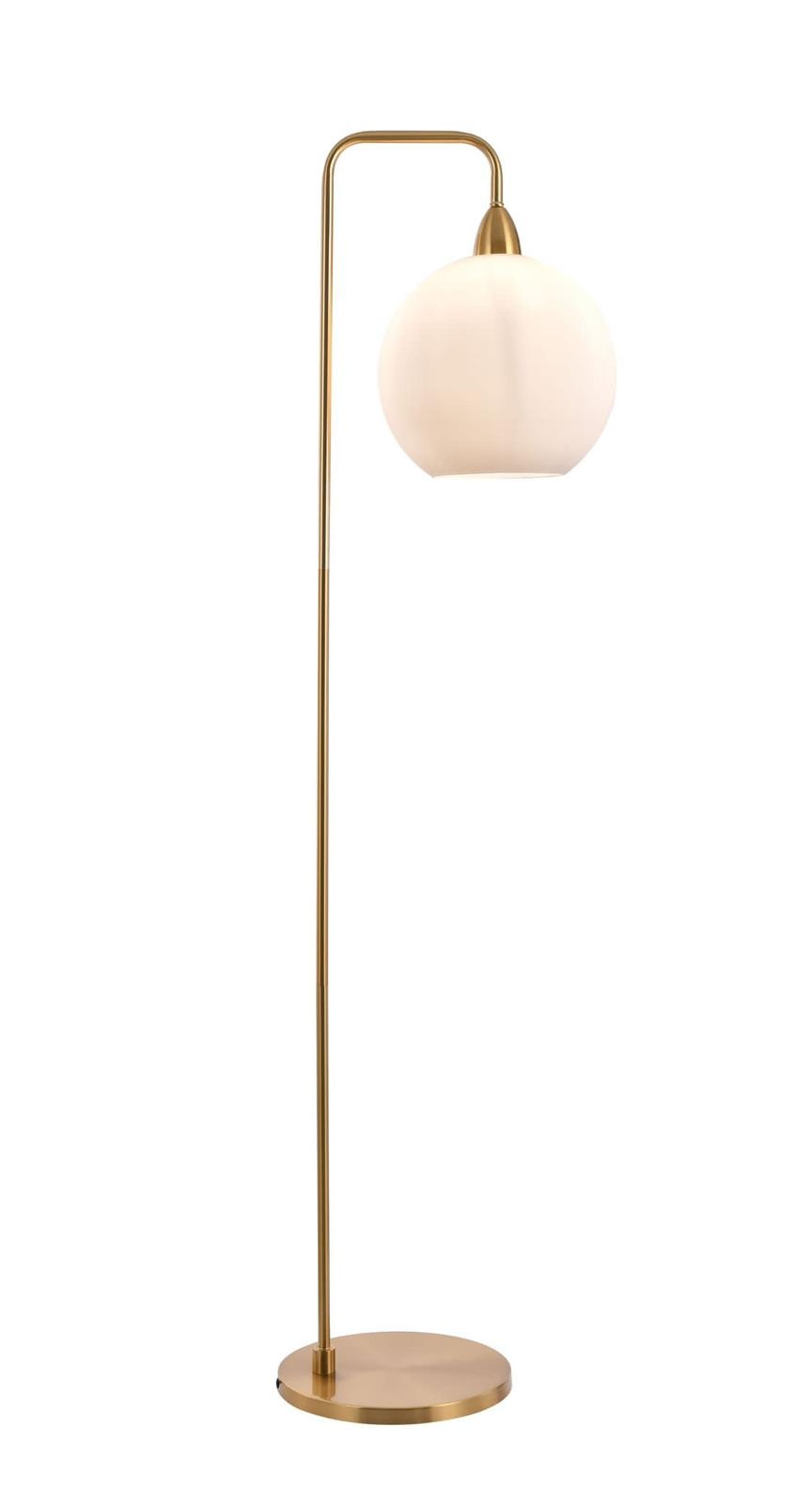 Vloerlamp Céline opaal glas | 1 lichts - Goud