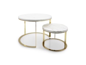 Plateau Elegance set van 2 - Wit/ Goud - Marmer