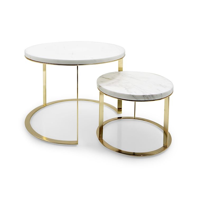 Plateau Elegance set van 2 - Wit/ Goud - Marmer - Ø30 & Ø20 cm