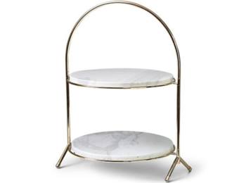 Etagère Elegance - Rond - Wit Goud - Marmer