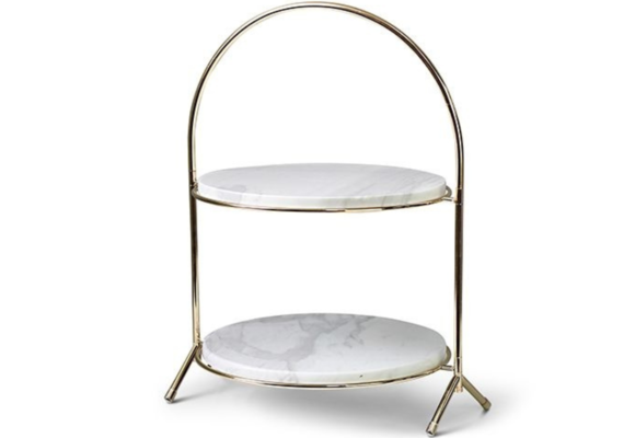 Etagère Elegance - Rond - Wit Goud - Marmer