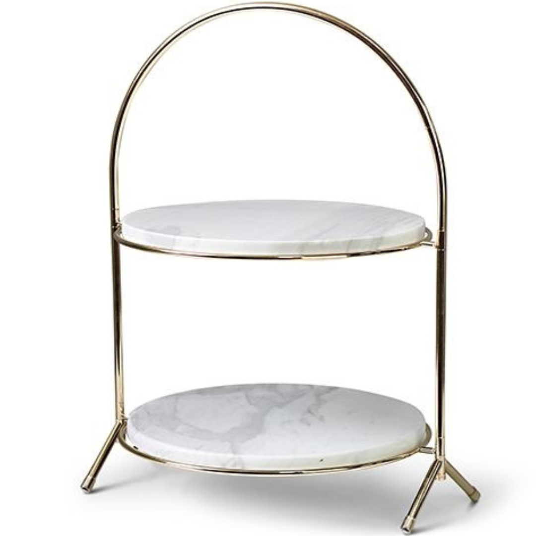 Etagère Elegance - Rond - Wit Goud - Marmer