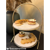 Etagère Elegance - Rond - Wit Goud - Marmer