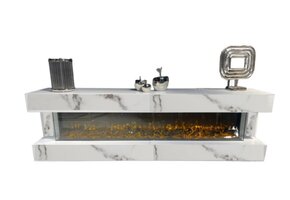 TV-Meubel Oxton - Wit Marmerlook - incl. Sfeerhaard