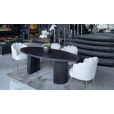 Eettafel Campton - Visgraat Zwart/Goud - 200 x 100 cm