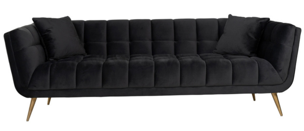 Zitbank Seattle - Zwart | 3 zits  - Quartz 800 - Gouden poten