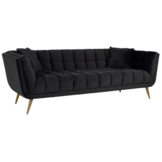 Zitbank Seattle - Zwart | 3 zits  - Quartz 800 - Gouden poten