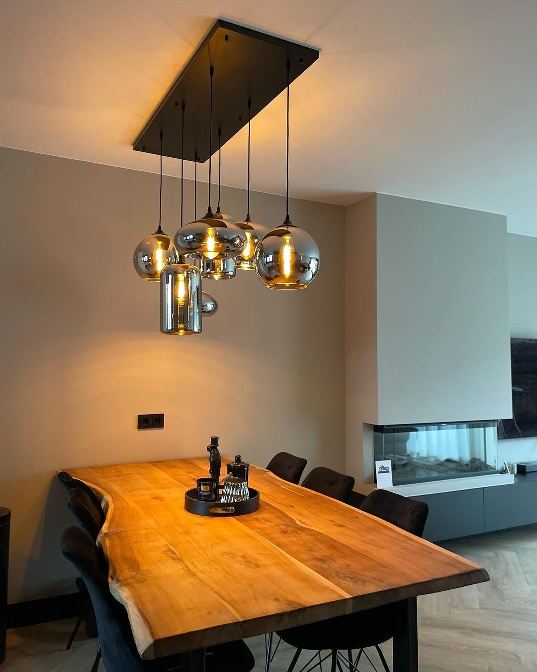 Hanglamp Smoke glas 7 lichts Mix