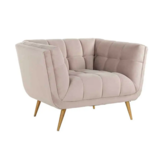 Fauteuil Seattle - Taupe | 1 zits  - Quartz 903 - Gouden poten