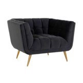 Fauteuil Seattle - Zwart | 1 zits  - Quartz 800 - Gouden poten