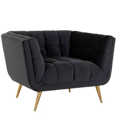 Fauteuil Seattle - Zwart | 1 zits  - Quartz 800 - Gouden poten