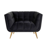 Fauteuil Seattle - Zwart | 1 zits  - Quartz 800 - Gouden poten