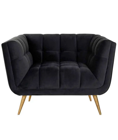 Fauteuil Seattle - Zwart | 1 zits  - Quartz 800 - Gouden poten