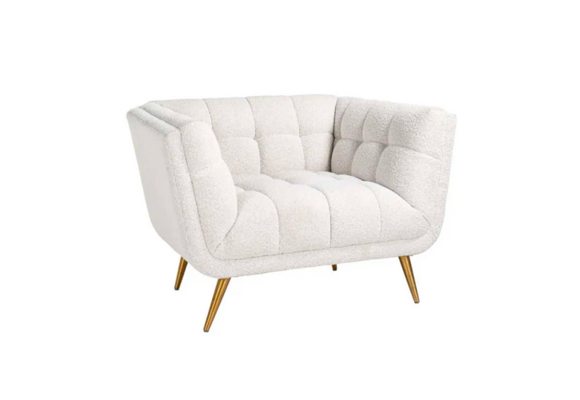 Fauteuil Seattle - Bouclé Wit  | Goud