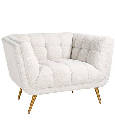 Fauteuil Seattle - Bouclé Wit | 1 zits  - Copenhagen 900 - Gouden poten