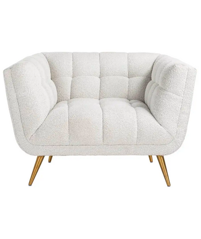 Fauteuil Seattle - Bouclé Wit | 1 zits  - Copenhagen 900 - Gouden poten