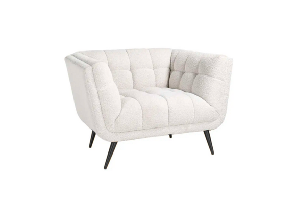 Fauteuil Seattle - Bouclé Wit  | Zwart