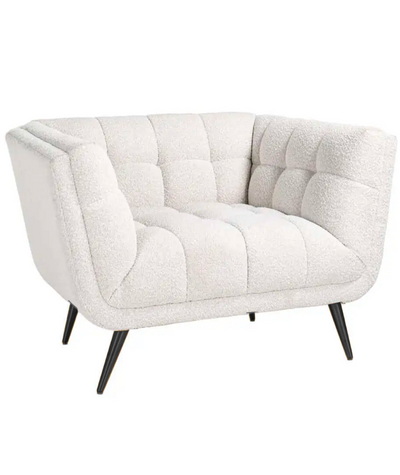 Fauteuil Seattle - Bouclé Wit | 1 zits  - Copenhagen 900 - Zwarte poten