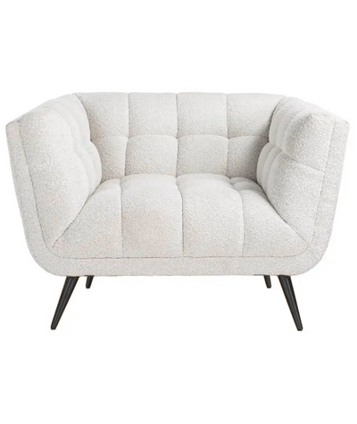 Fauteuil Seattle - Bouclé Wit | 1 zits  - Copenhagen 900 - Zwarte poten