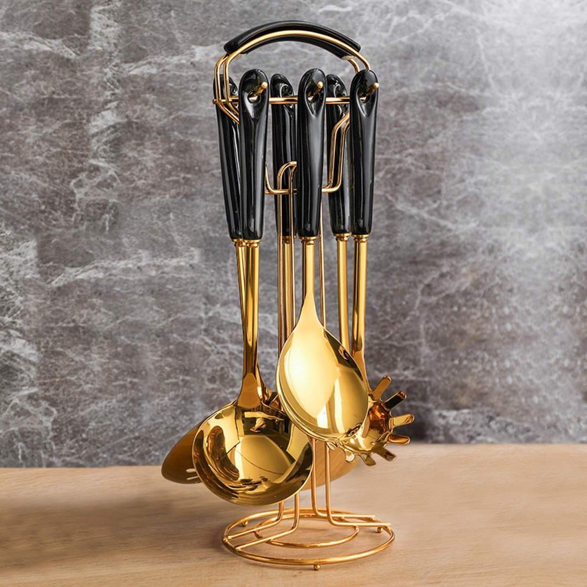 Kookgerei 7-delig - zwart/goud