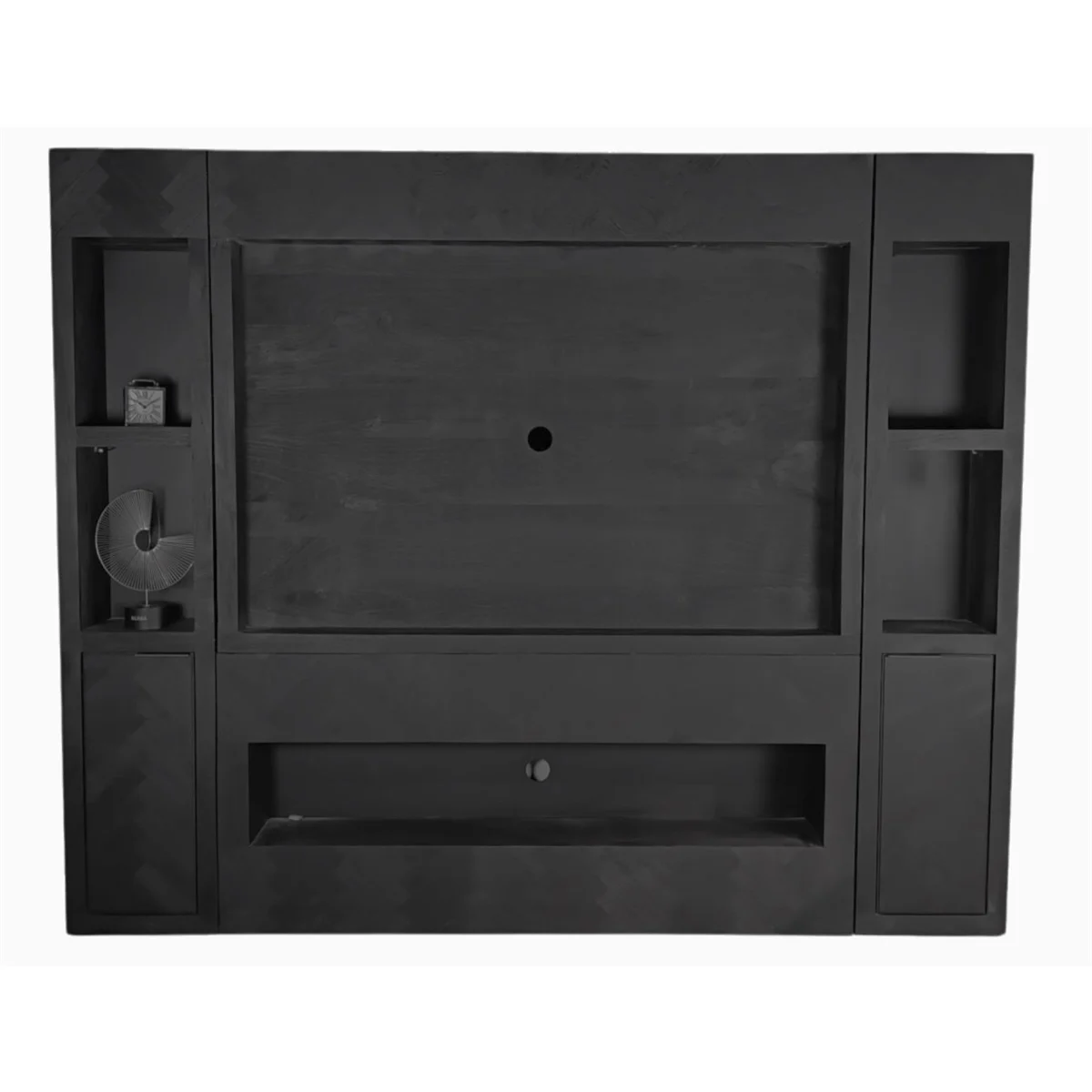 TV-Wandmeubel Black Bonito - Visgraat - Arya - 280 x 30 x 230 cm - Zwart