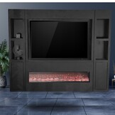TV-Wandmeubel Black Bonito - Visgraat - Arya - 280 x 30 x 230 cm - Zwart
