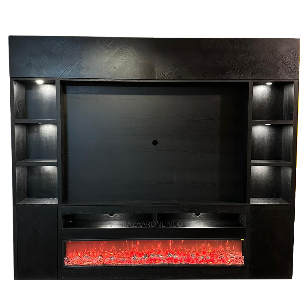 TV-Wandmeubel Barcelona - Visgraat - 280 x 30 x 220 cm - Zwart