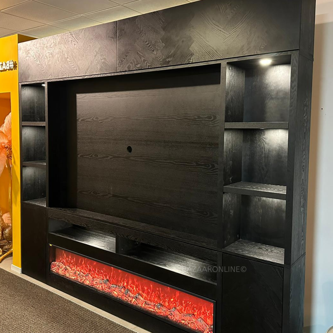 TV-Wandmeubel Barcelona - Visgraat - 280 x 30 x 220 cm - Zwart