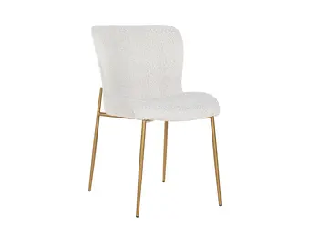 Eetkamerstoel Rosa - Bouclé wit / goud
