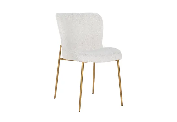 Eetkamerstoel Rosa - Bouclé wit / goud