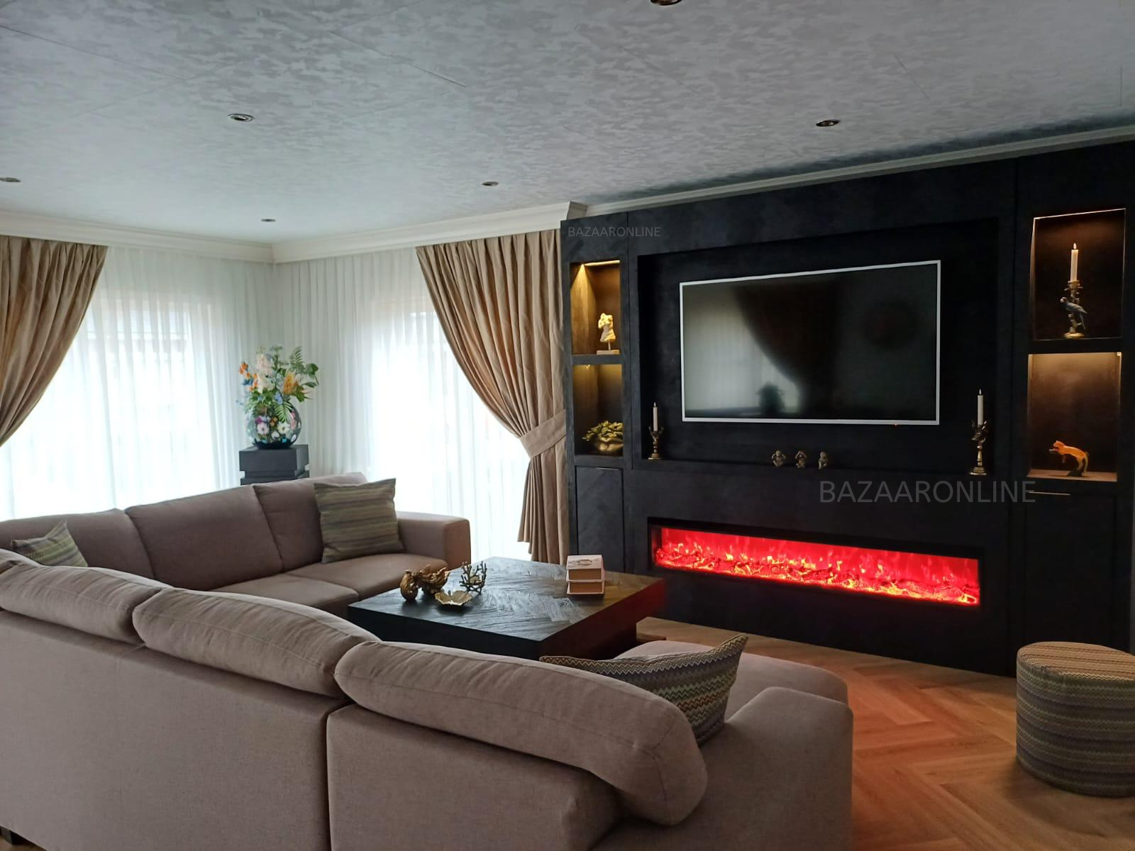 TV-Wandmeubel Black Bonito - Visgraat - Arya - 280 x 30 x 230 cm - Zwart