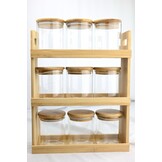 Glazen Bewaarpotten in bamboerek | 9 - delig