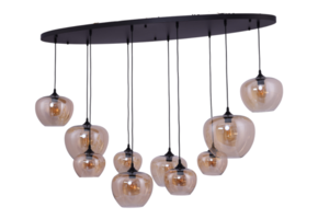 Hanglamp Apples Amber glas  10 lichts - Ovaal