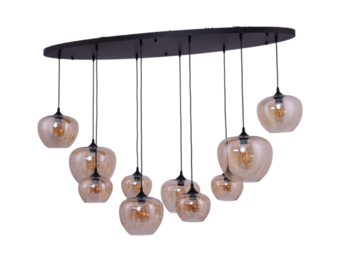 Hanglamp Apples Amber glas  10 lichts - Ovaal