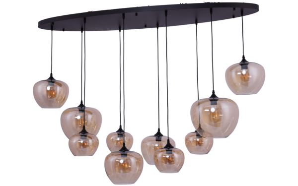 Hanglamp Apples Amber glas  10 lichts - Ovaal