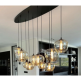 Hanglamp Apples Amber glas  10 lichts - Ovaal