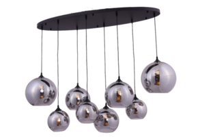 Hanglamp Ronde bollen Smoke glas  8 lichts - Ovaal