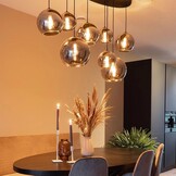 Hanglamp Ronde bollen Smoke glas  8 lichts - Ovaal